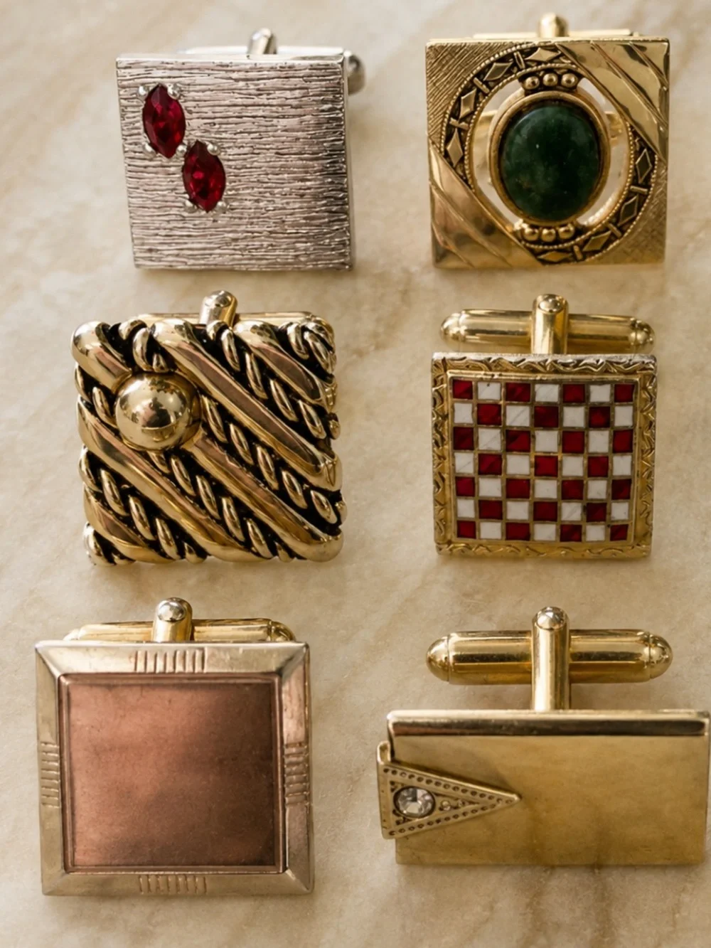 Vintage Anson & Swank Single Cufflinks – Lot of 9 – Mid-Century Assorted Designs
